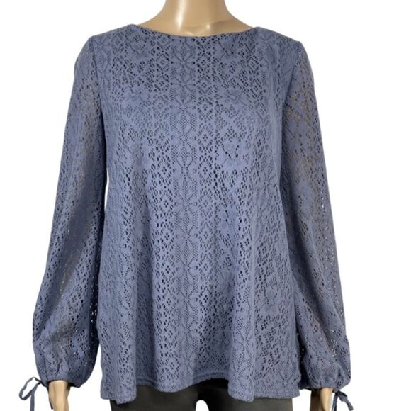 LC Lauren Conrad Blue Long Sleeve Blouse - Picture 1 of 12
